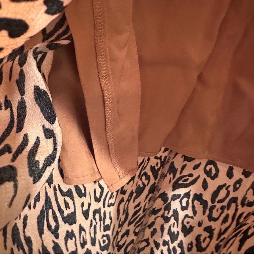 Anthropologie McKenzie Mock Neck Leopard Print Black & Tan Tunic Midi Dress XS - Picture 9 of 16